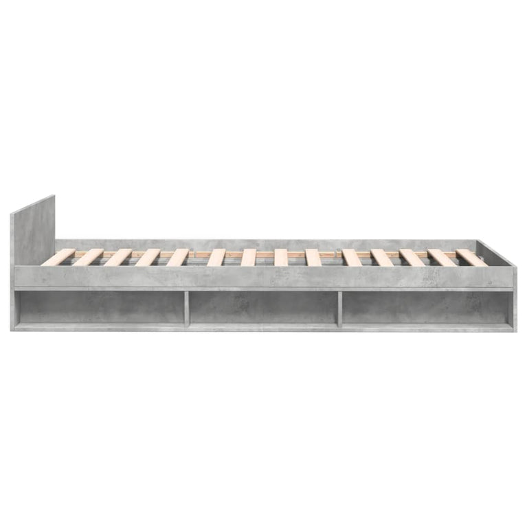 Bedframe met lade bewerkt hout betongrijs 100x200 cm