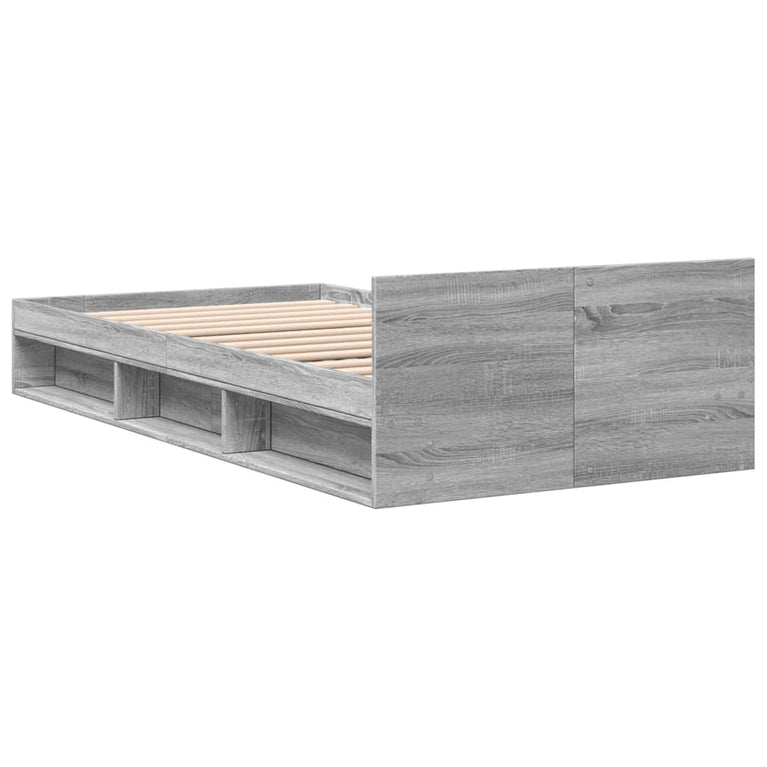 Bedframe met lade bewerkt hout grijs sonoma eiken 100x200 cm