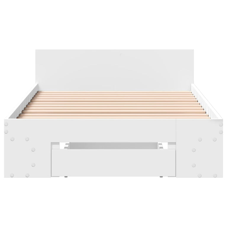 Bedframe met lade bewerkt hout wit 90x200 cm