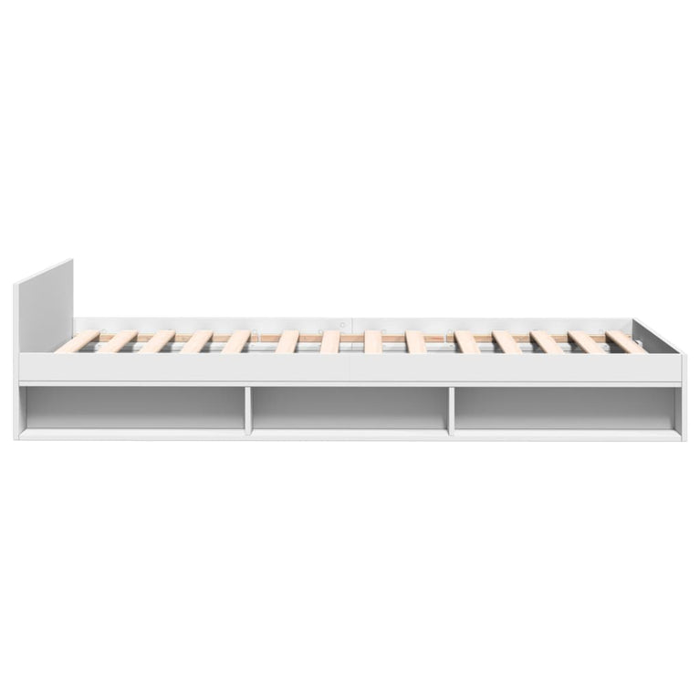 Bedframe met lade bewerkt hout wit 90x200 cm