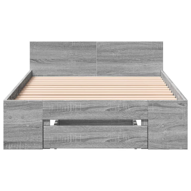 Bedframe met lade bewerkt hout grijs sonoma eiken 90x200 cm