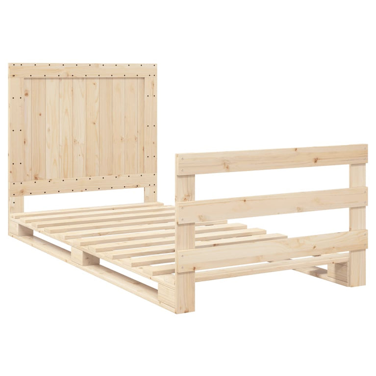 Bedframe met hoofdbord massief grenenhout 100x200 cm