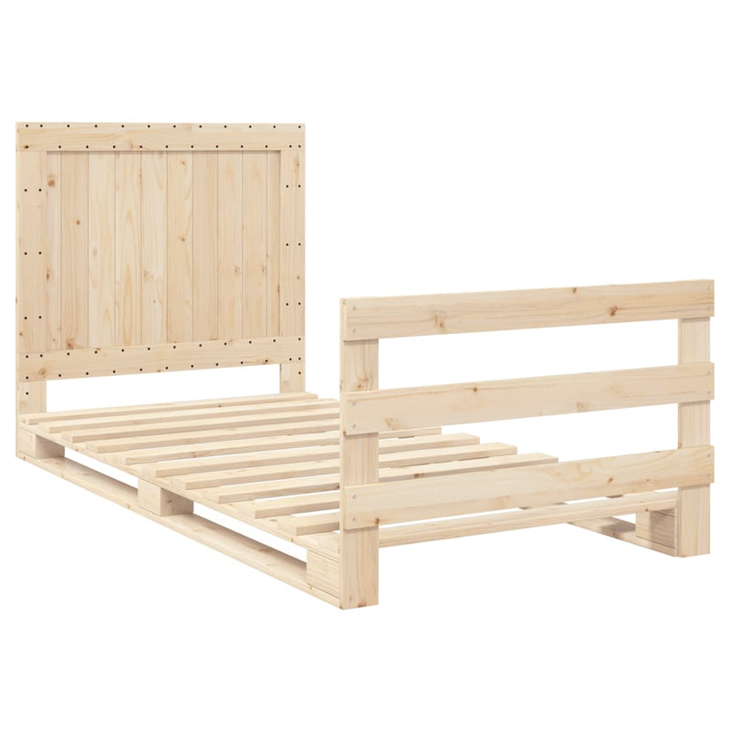 Bedframe met hoofdbord massief grenenhout 100x200 cm