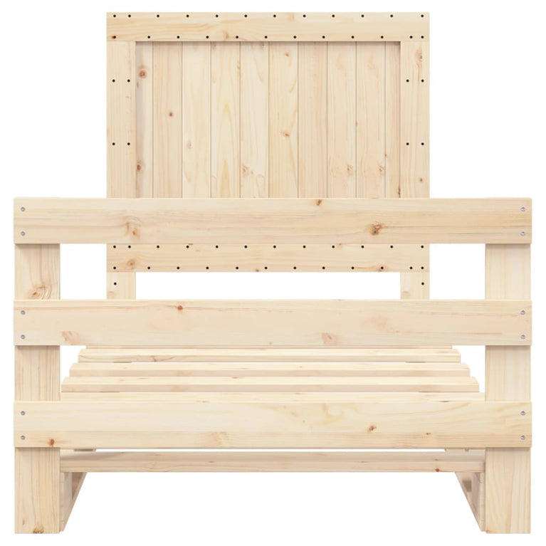Bedframe met hoofdbord massief grenenhout 100x200 cm