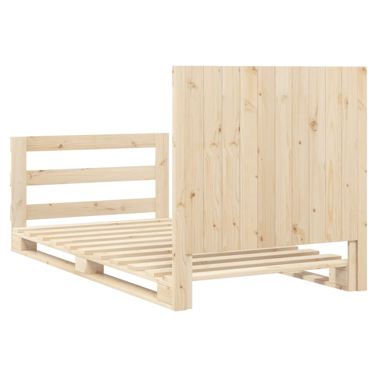 Bedframe met hoofdbord massief grenenhout 100x200 cm