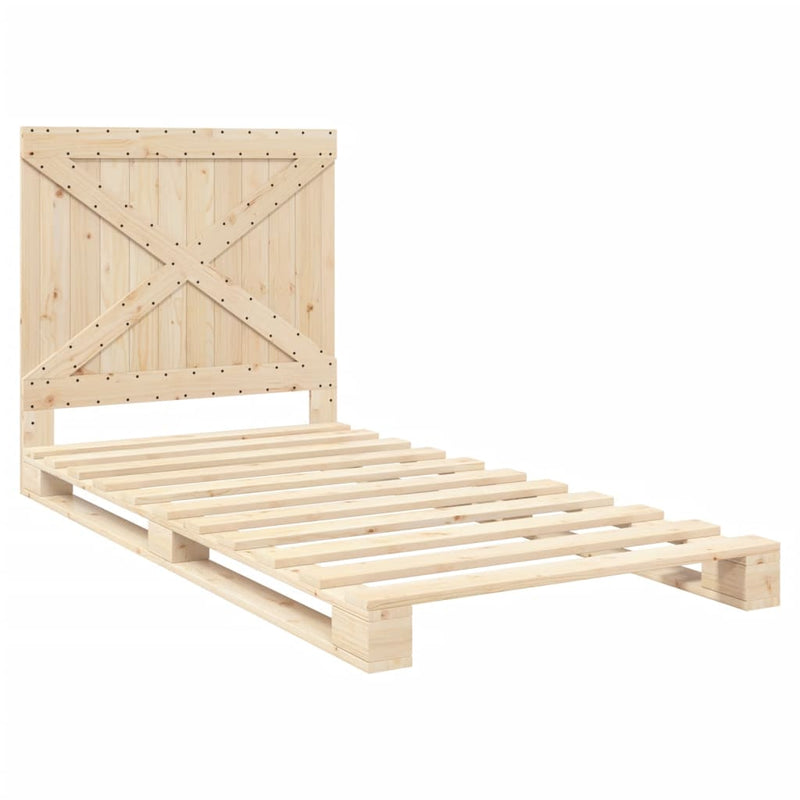 Bedframe met hoofdbord massief grenenhout 100x200 cm