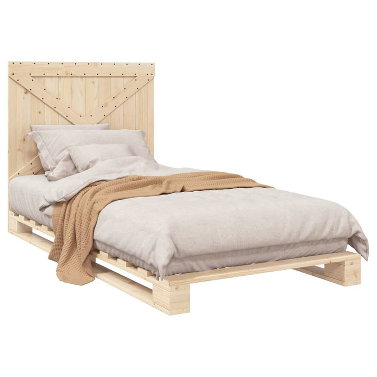 Bedframe met hoofdbord massief grenenhout 100x200 cm