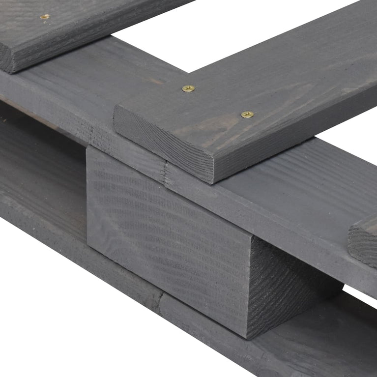 Bedframe met hoofdbord massief grenenhout grijs 90x200 cm