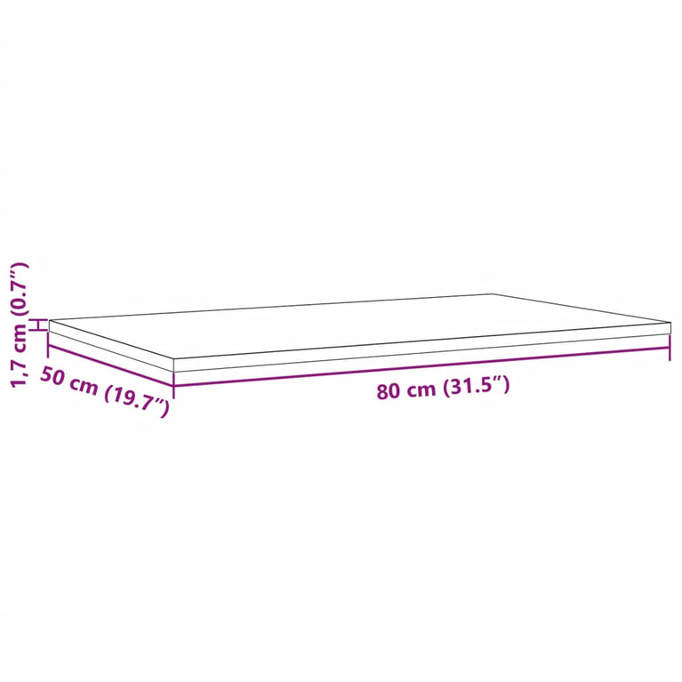 Tafelblad rechthoekig 80x50x1,7 cm massief grenenhout