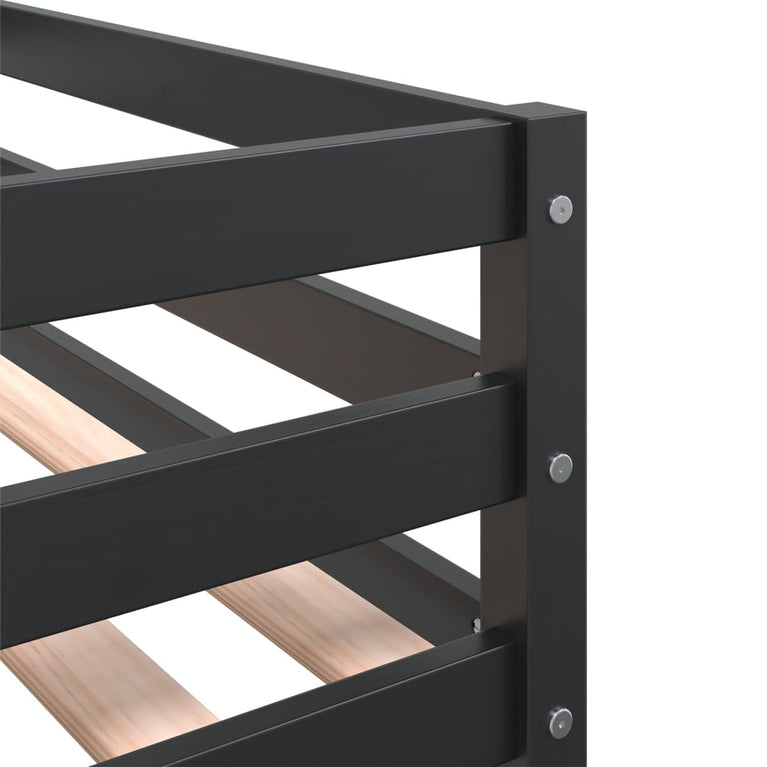 Stapelbed met gordijnen 75x190 cm grenenhout wit en zwart