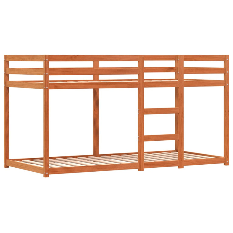 Stapelbed met gordijnen 75x190 cm grenenhout wit en zwart