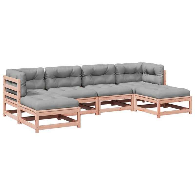 6-delige Loungeset met kussens massief douglas vurenhout
