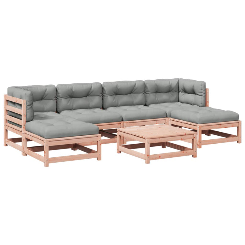 7-delige Loungeset met kussens massief douglas vurenhout