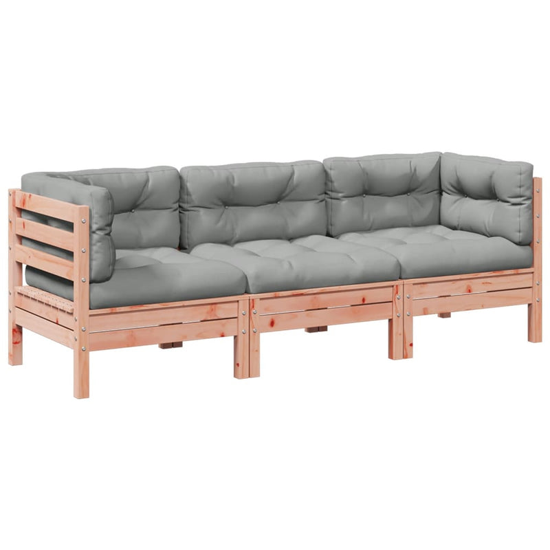 3-delige Loungeset met kussens massief douglas vurenhout
