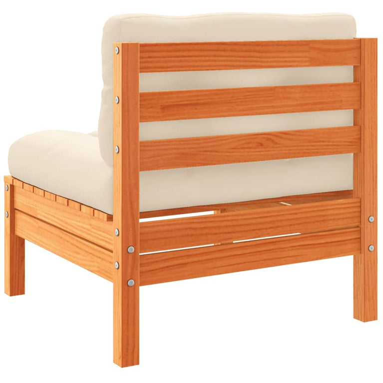 7-delige Loungeset met kussens massief grenenhout wasbruin