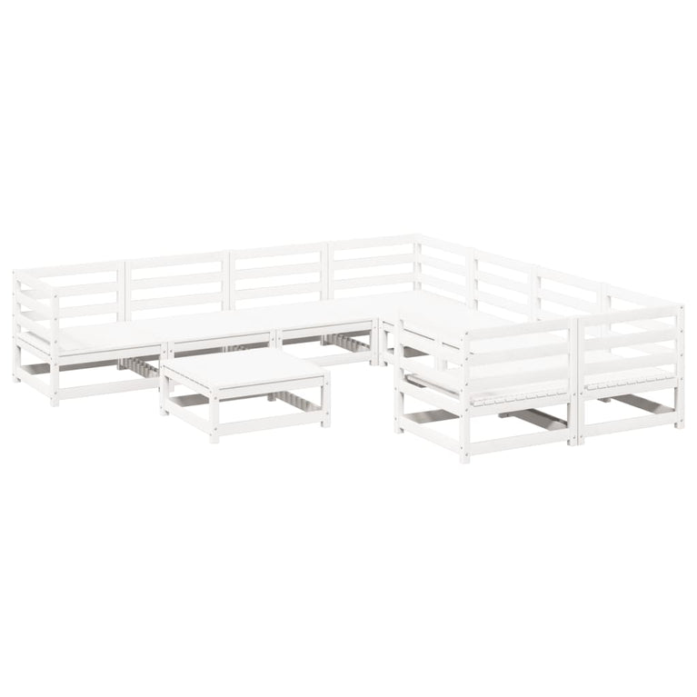 9-delige Loungeset massief grenenhout wit