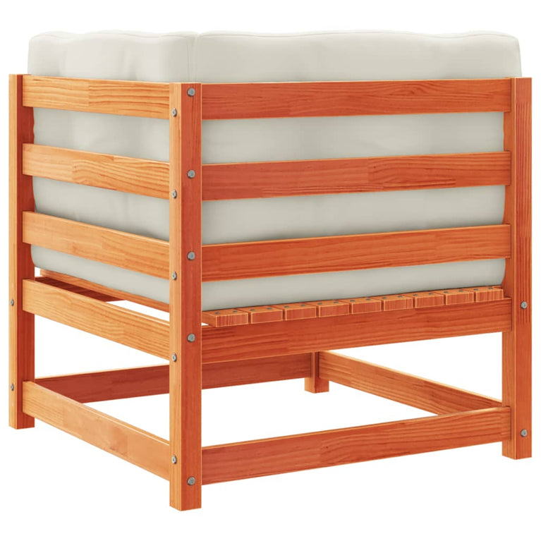 9-delige Loungeset met kussens massief grenenhout wasbruin