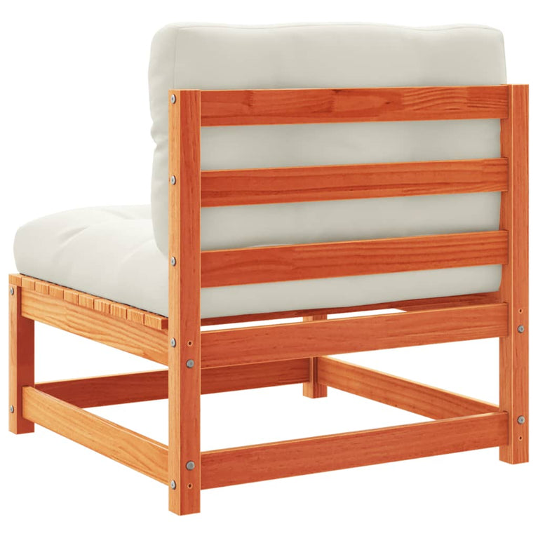 6-delige Loungeset met kussens massief grenenhout wasbruin