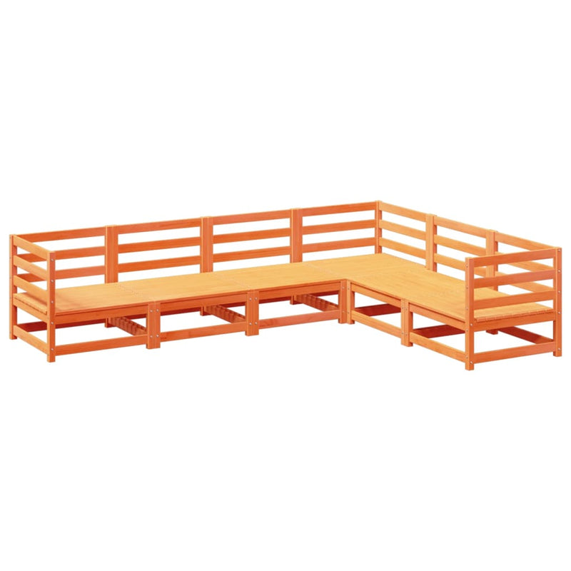 6-delige Loungeset massief grenenhout wasbruin