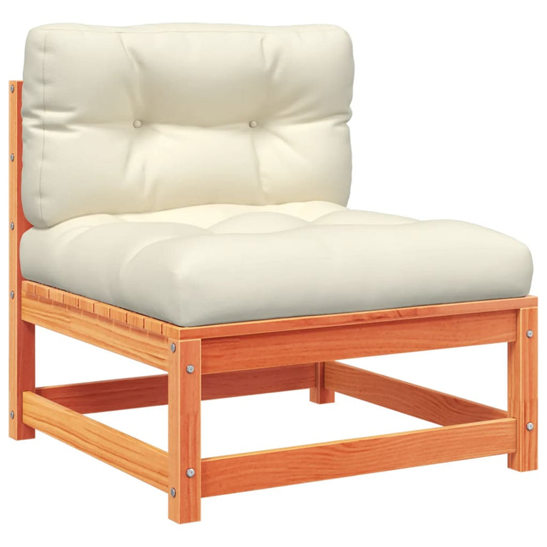 6-delige Loungeset met kussens massief grenenhout wasbruin