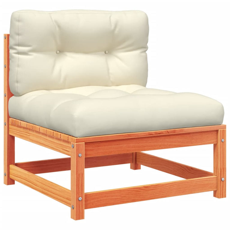 6-delige Loungeset met kussens massief grenenhout wasbruin