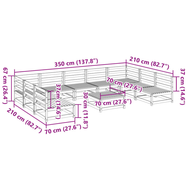 10-delige Loungeset massief douglas vurenhout