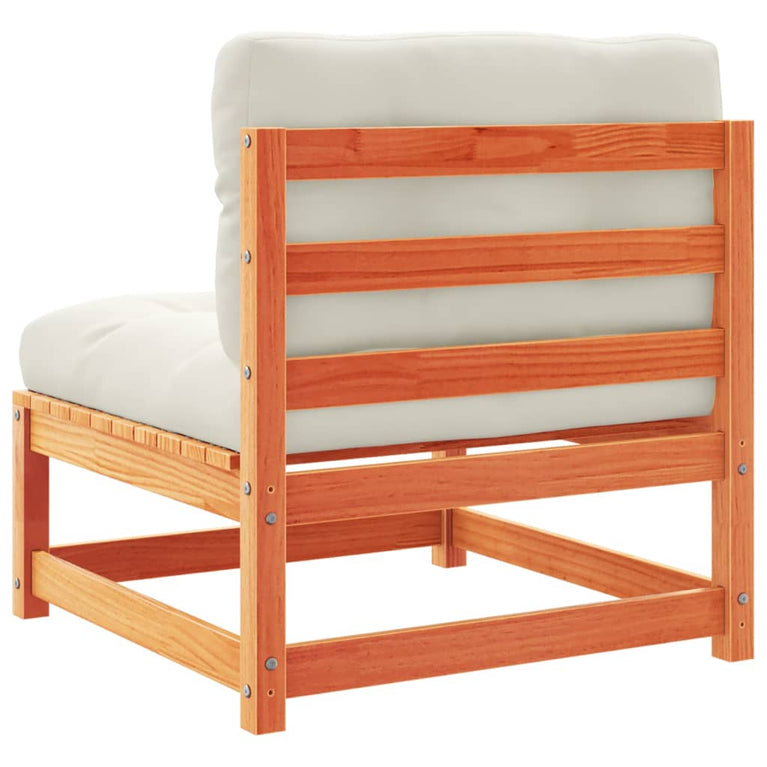 9-delige Loungeset met kussens massief grenenhout wasbruin