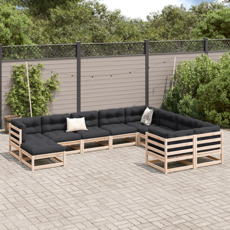 10-delige Loungeset massief grenenhout