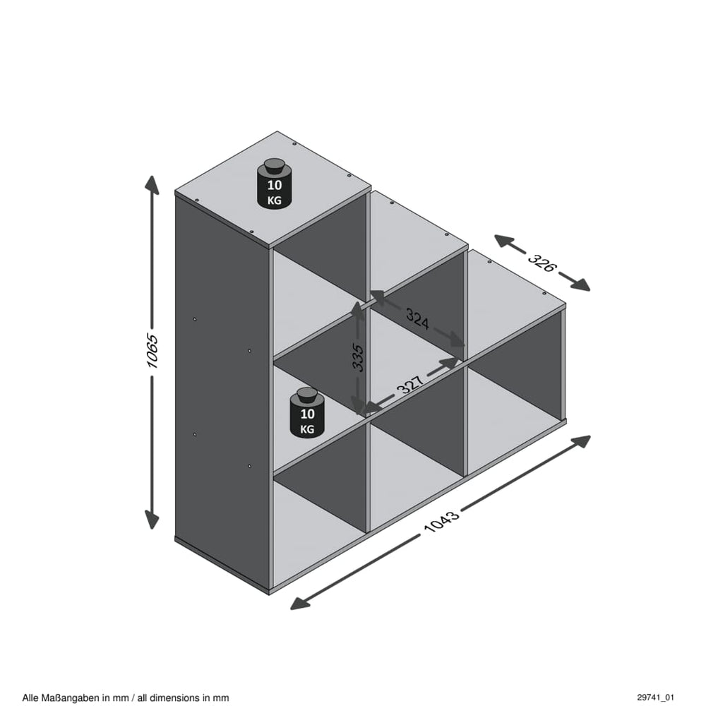 FMD Kamerverdeler met 6 vakken 104,3x32,6x106,5 cm zandeikenkleurig MeubelReus