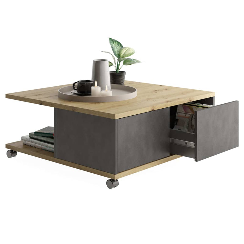 FMD Salontafel verrijdbaar artisan eikenkleurig MeubelReus