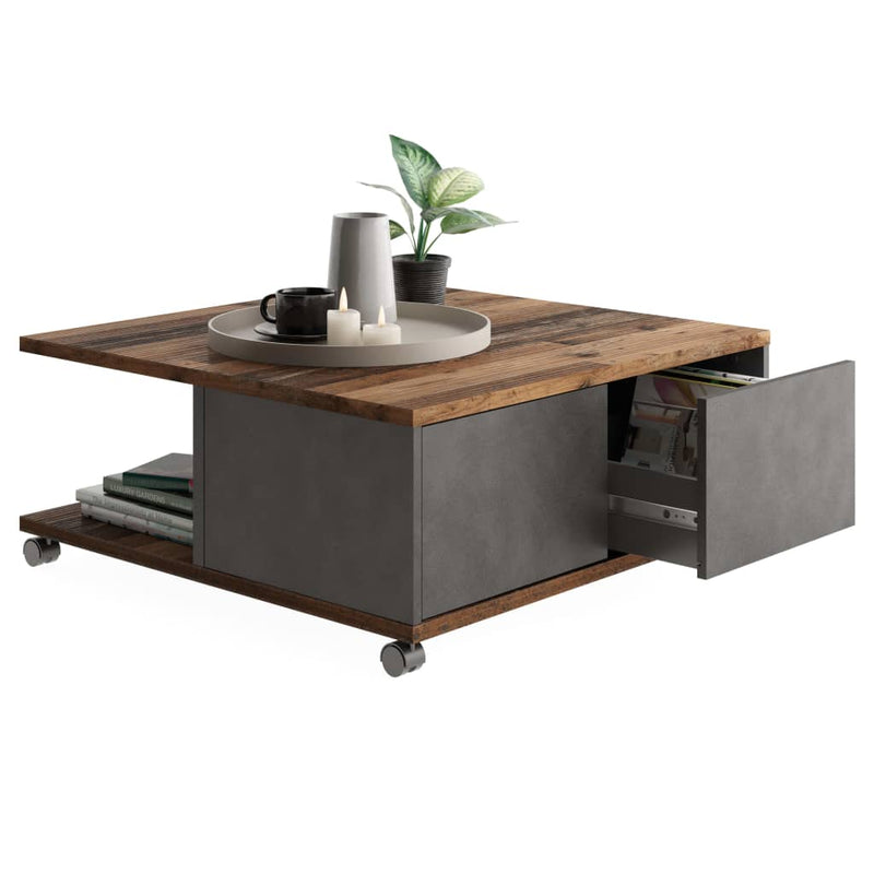 FMD Salontafel verrijdbaar old style bruin MeubelReus