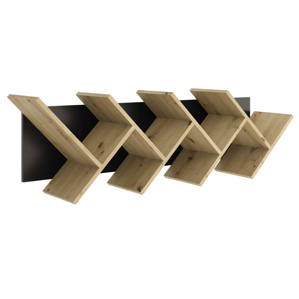 FMD Boekenplank zwevend geometrisch eikenkleurig en zwart MeubelReus