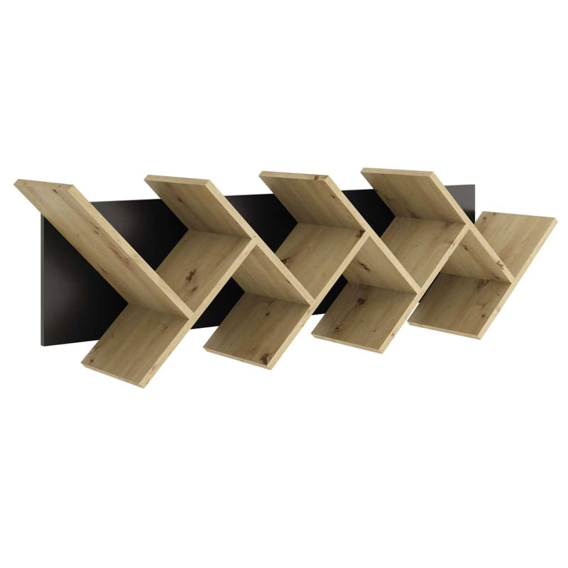 FMD Boekenplank zwevend geometrisch eikenkleurig en zwart MeubelReus