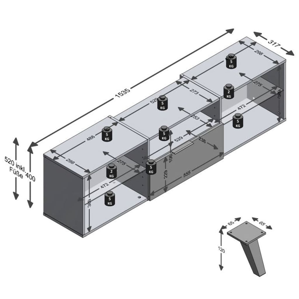 FMD TV-meubel 153,5x31,7x52 cm zwart MeubelReus