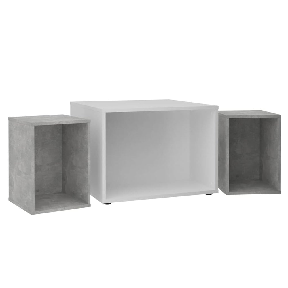 FMD Salontafel met 2 Bijzettafels 67,5x67,5x50 cm wit en betonkleurig MeubelReus