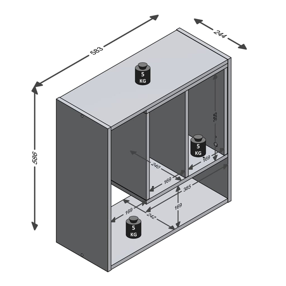 FMD Wandschap met 3 open vakken 58,3x24,4x58,6 cm MeubelReus