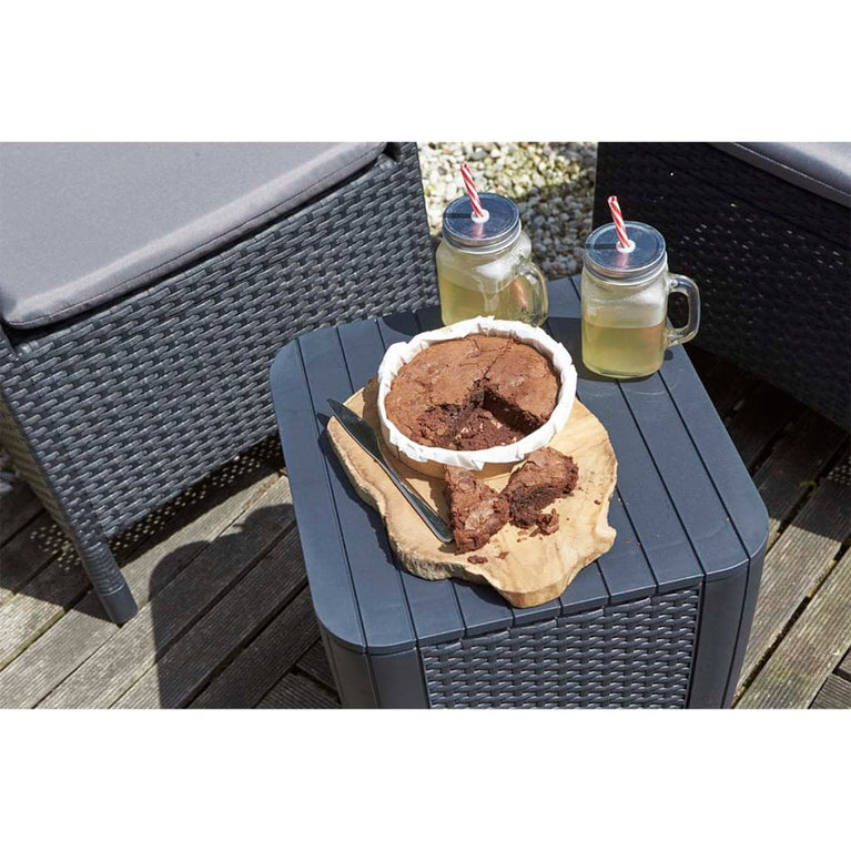 Keter Bijzettafel Luzon plat wicker grafietkleurig