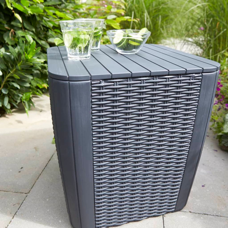 Keter Bijzettafel Luzon plat wicker grafietkleurig