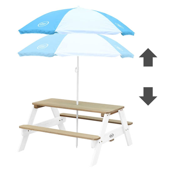 AXI Kinderpicknicktafel Nick met parasol bruin en wit MeubelReus
