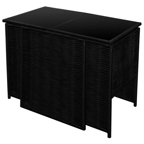 3-delige Bistroset met kussens poly rattan zwart MeubelReus
