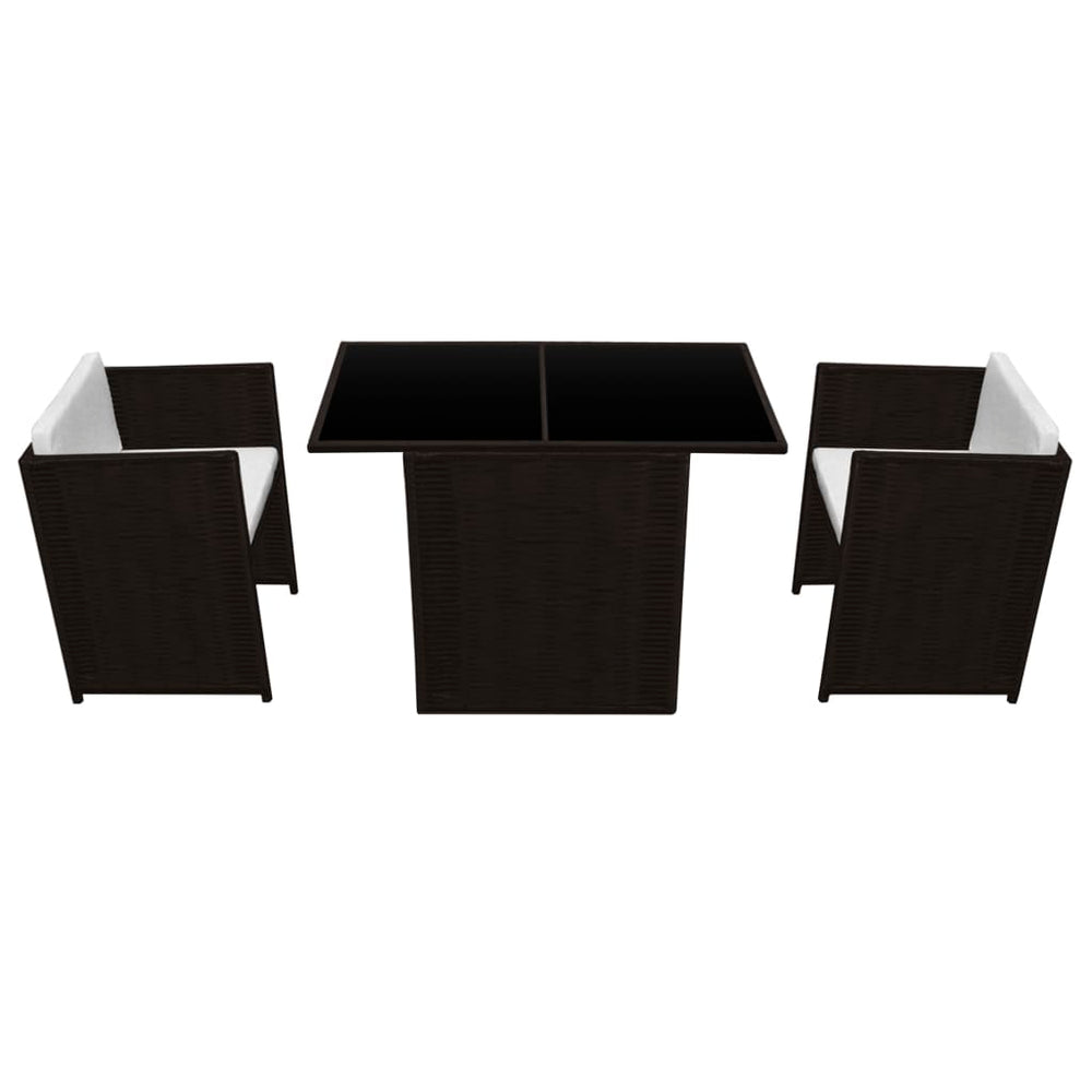 3-delige Bistroset met kussens poly rattan bruin MeubelReus