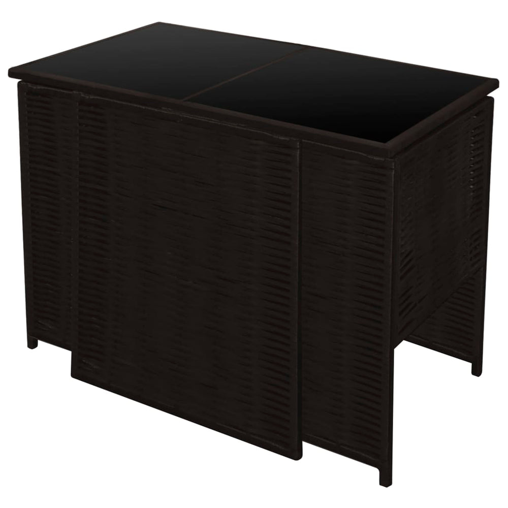 3-delige Bistroset met kussens poly rattan bruin MeubelReus