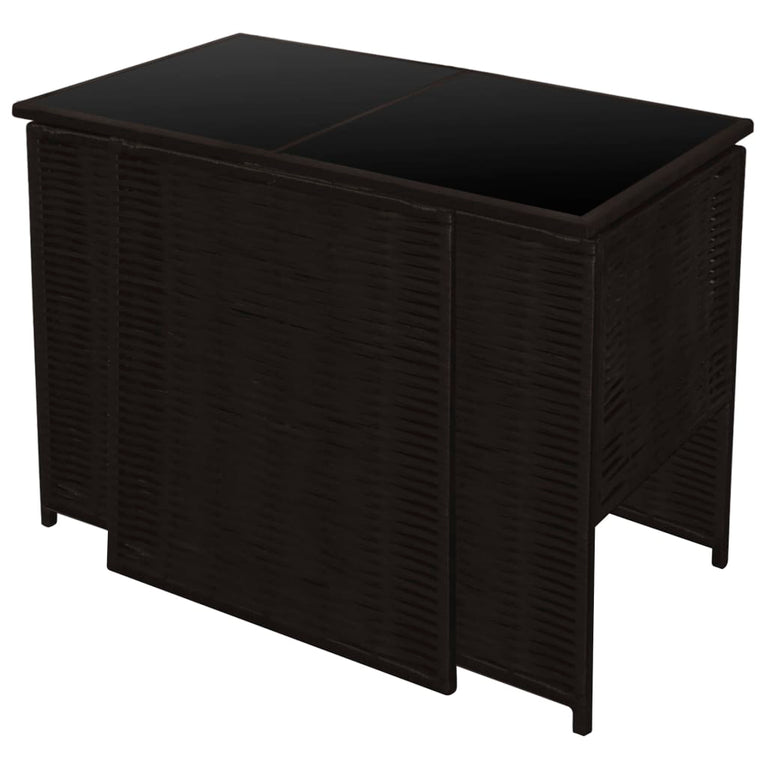 3-delige Bistroset met kussens poly rattan bruin MeubelReus