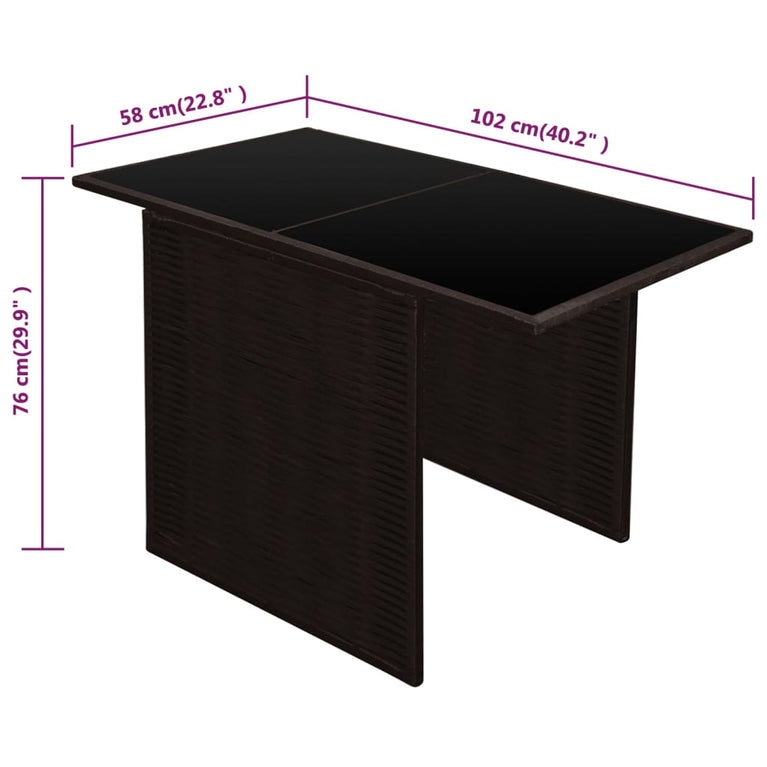 3-delige Bistroset met kussens poly rattan bruin MeubelReus