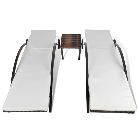 Ligbedden met tafel poly rattan bruin MeubelReus