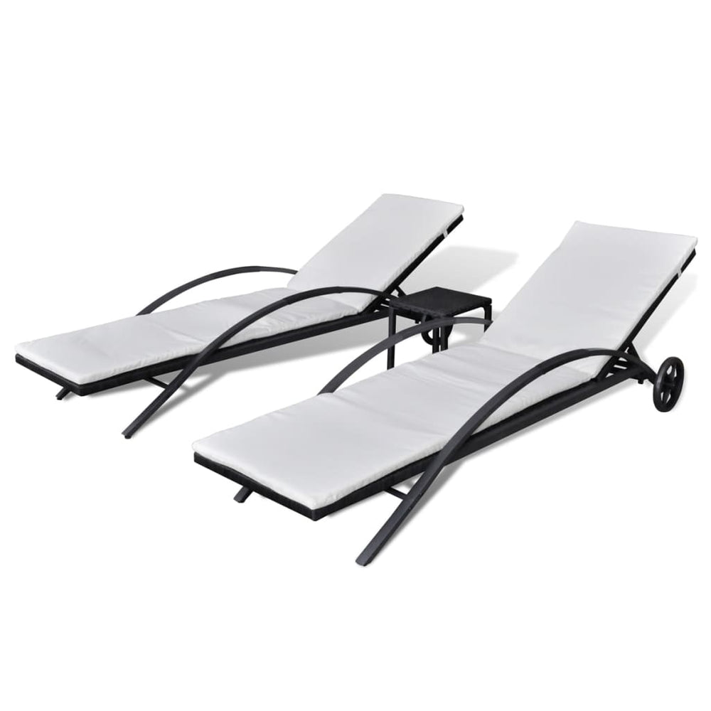 Ligbedden met tafel poly rattan zwart MeubelReus