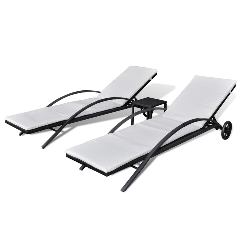 Ligbedden met tafel poly rattan zwart MeubelReus