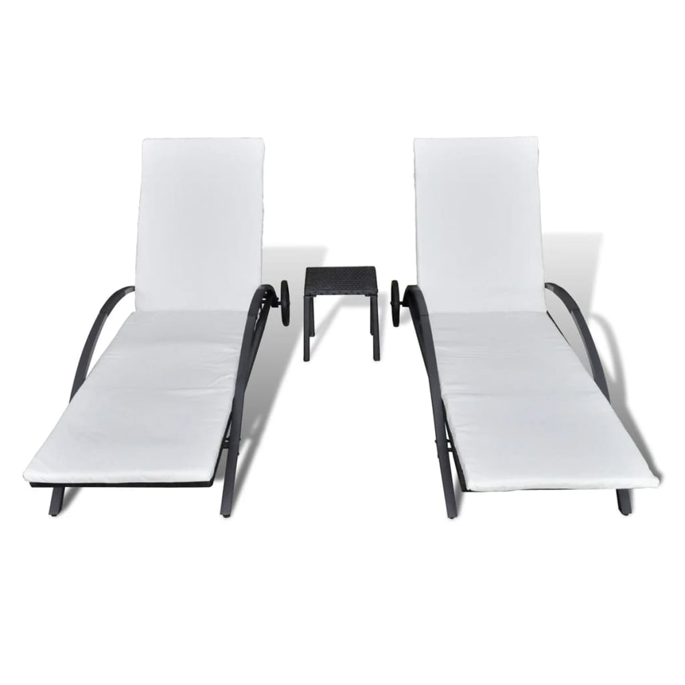 Ligbedden met tafel poly rattan zwart MeubelReus