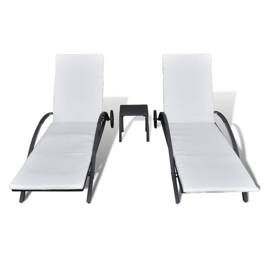 Ligbedden met tafel poly rattan zwart MeubelReus