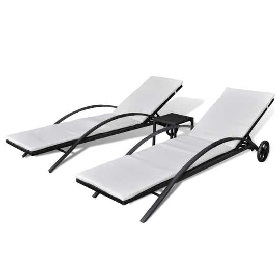 Ligbedden met tafel poly rattan zwart MeubelReus